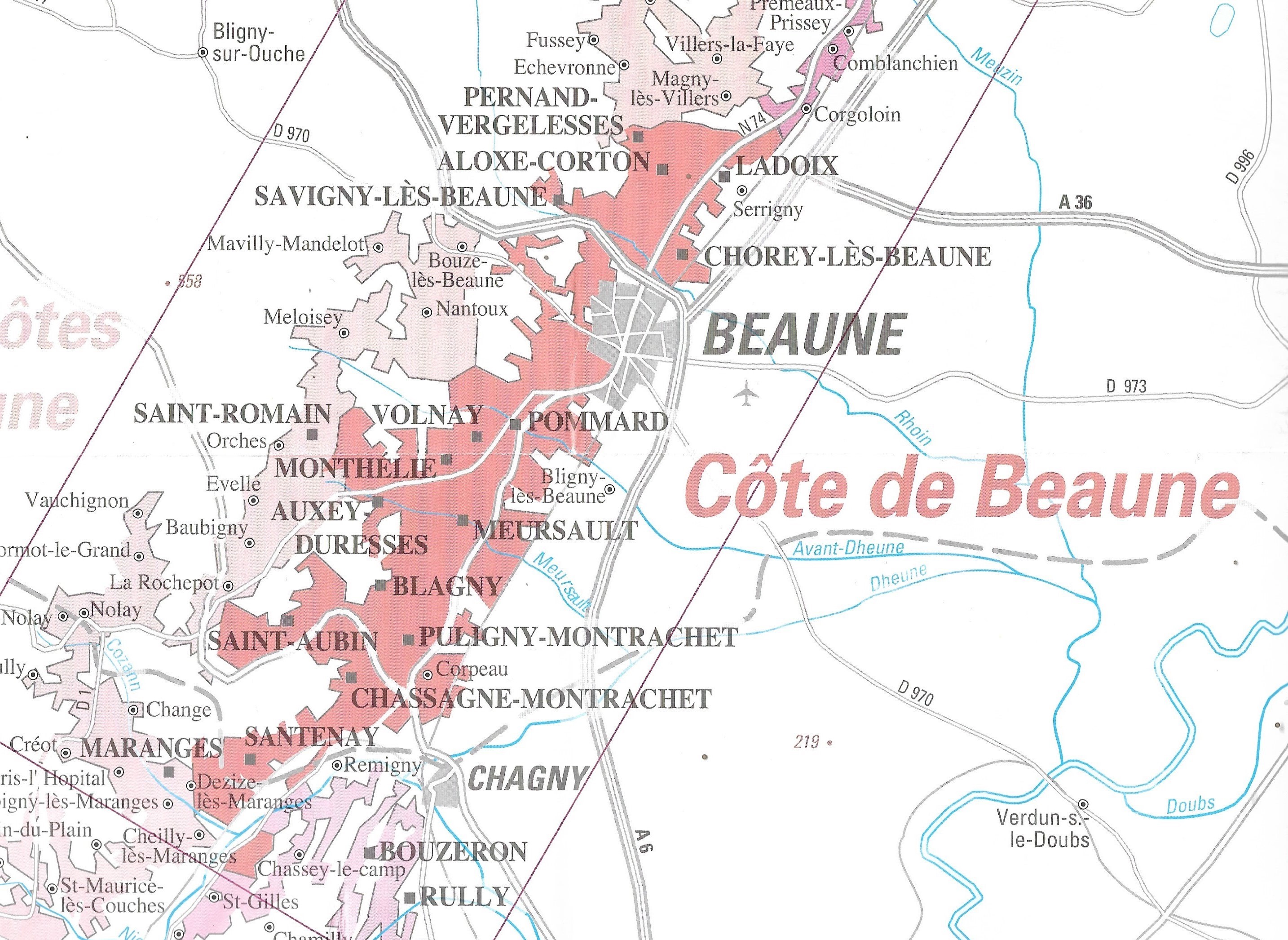 Kort over Côte de Beaume